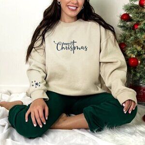 Women -S,M,L,XL,2XL,3XL-Embroidered Holiday sweatshirt
